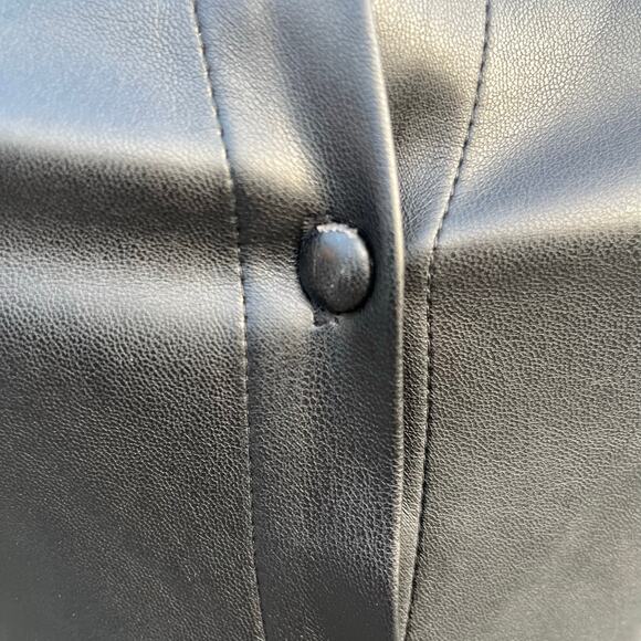 Zara Black Patent Faux Leather Puff Sleeve Whimsy Goth Pleather Mini Dress Med - Picture 5 of 10